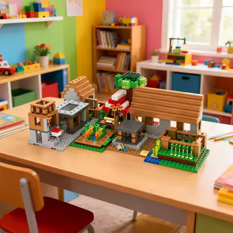 1000PCS Large village garden, police station building set of blocks, suitable as birthday or Christm