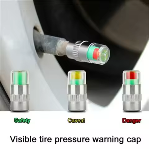 Tire Pressure Indicator Valve Tire Pressur W/ Sensor Indicator 3 Color 8Pcs Cap Motorcycle W/Sensor 