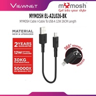 MYMOSH A2L026/A2L26 CABLE I-CABLE TO USB-A 26CM 12W/OPTIMAL CHARGE/CHARGE AND SYNC/30KG TEAR RESISTA