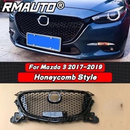 For Mazda 3 Axela 2017-2019 Honeycomb Style Racing Grill Gloss Black Front Bumper Grille Mazda 3 Axe