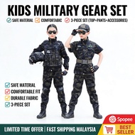 Kostum Polis Budak 4in1 Set Children Camouflage Soldier Military Uniform Professional Tactical Outfi