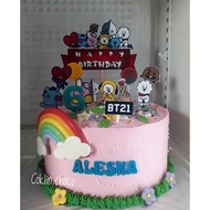 kue ulang tahun bt21 bts / cake bt21 korea / cake birthday korea/ kue - diameter 26 brownies