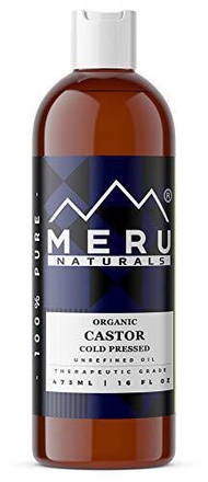 ▶$1 Shop Coupon◀  Meru Castor Oil (16 Oz) Cold Pressed Certified Organic, 100% Vegan and Cruelty-Fre