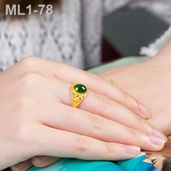 ☈☽Tulen ribu kaki 24.k cincin emas tulen model wanita untuk menghantar ibu zamrud perangai batu hijau bertatahkan emas c