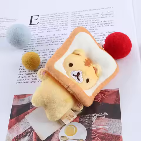 Popular Cute Bag Pendant Keychains Cartoon Bag Decor Cat Toast Bread Cat Pendent Cat Plushie Soft St