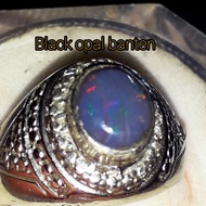 cincin black opal banten/kalimaya banten asli/batu kalimaya black opal