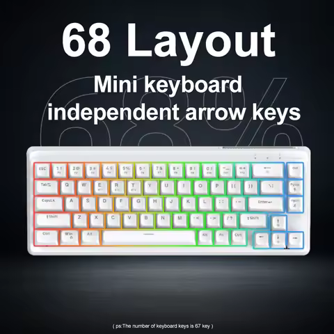 60% Key Mini Portable Keyboard Wired with RGB Dazzling lights FREEWOLF M68 SE 60% Portable Keyboard 