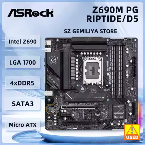 ASRock Z690M PG RIPTIDE/D5 Motherboard LGA1700 Intel Z690 DDR5 NVMe SSD M.2 Micro ATX support 14700 
