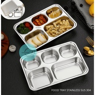 SM Food Tray 5-Section Plate + plus Lid Stainless Steel SUS 304