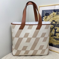 【閒置❤️】 Hermes Cabas40金棕幾何帆布包手提包 單肩包