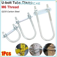TAMAKOCXE6 1Pcs M8 Round Tube Clamp, With Baffle Screws Pipe U-clamp,  Galvanized Q235 Carbon Steel 