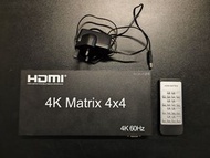 2nd hand HDMI 2.0 4K高清 4進4出 4x4 4 IN 4 OUT HDMI Matrix HDMI HUB 分屏切換器 矩陣分配器 (連遙控)