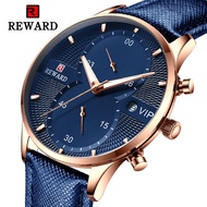 Reward watch waterproof business men's watch 5-pin casual leather watch