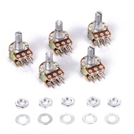 5pcs B1K B2K B5K B10K B20K B50K B100K B500K B1M 6Pin Shaft WH148 Potentiometer 1K 2K 5K 10K 20K 50K 