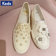 Keds Katespade Co-Branded Pearl Shoes Handmade Flower Heightened Thick-Soled White Shoes Gentle Casual Shoes well