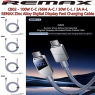 REMAX CB02 Zinc Alloy Digital Display Fast Charging Cable ( 100W C-C / 66W A-C / 30W C-L / 3A A-L )