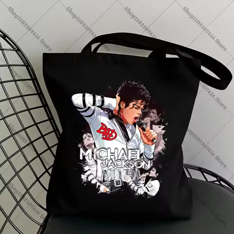 Boy Girl Casual Cute Tote MJ Fashion Accessories Storage Pouch Michael Jackson Canvas Handbag for Ad