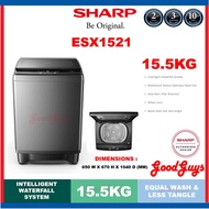 [Seller's Own Fleet] Sharp ESX1521 15.5kg Full Auto Washing Machine Fuzzy Control / SS Drum / Soft-C