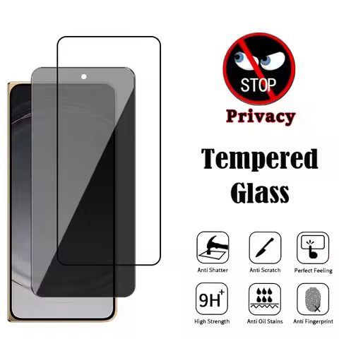 3D Privacy Anti-spy Screen Protectors Tempered Glass For Oppo Find N2 N3 N5 N6 Silk Print Black Edge