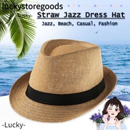 LUCKYSTOREGOODS Straw Panama Cap Unisex Gangster Cap Beach Cowboy Fedora Hat
