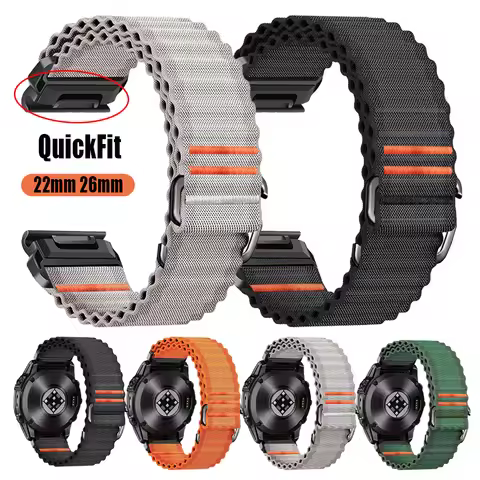 22mm 26mm QuickFit Nylon Band For Garmin Tactix 8 47mm 51mm/Enduro 3/Epix Pro/Descent G2 Strap For G