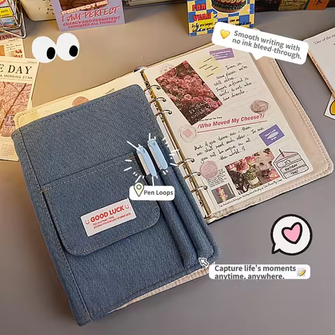 A5 Y2K Denim Notebook Journal Binder Portable Record Diary Plan Notepad Stationery Back To School Su