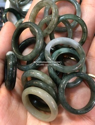 แหวนหยกพม่า ปลอกมีด หยกพม่าแท้ Type A สีธรรมชาติ  Size 60