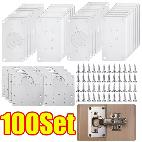 2-100Set Cabinet Hinge Repair Kit Cabinet Hinge Repair Plate Stainless Steel Door Hinge Repair Kit T