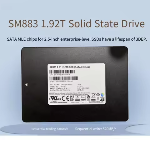 Original SM883 /SM863a 1.92TB 960GB 480G 240G SATA Enterprise SSD Ultra-Durable Suitable for Samsung