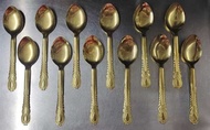 12pcs/1Dozen Stainless Gold Design Spoon & Fork