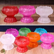 LUSHUN9057990 Stands Brass Decoration Glass Monomer Dish Crystal Tealight Holder Lotus Flower Holder Crystal altar