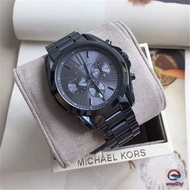 Michael Kors男錶 手錶 男生 炫彩 藍色 鋼鏈大錶盤三眼計時日曆石英錶商務休閒 不鏽鋼帶錶 男士腕錶MK6248 43mm