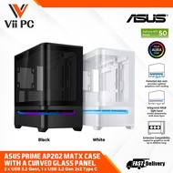 ASUS Prime AP202 mATX case with a curved glass panel, supporting a GPU up to 420mm MATX BLACK OR WHI