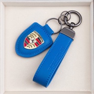 Porsche Paramela Shield Emblem Key Shell Chain Set Accessories Hand Strap 911 Cayenne 718 Pendant Ac
