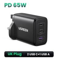 UGREEN GaN 65W 3-Ports USB-C USB-A Fast Charger for iPhone 16 Pro Max, iPad, Macbook