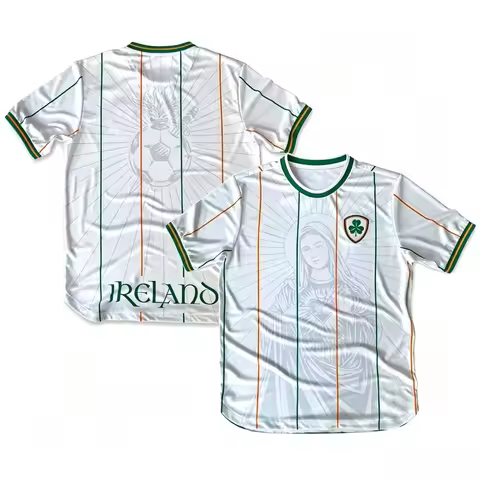 Ireland Football Jersey Shamrock Saint Graphic Short Sleeve Soccer Shirt Quick Dry Polyester Unisex 