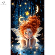 5D DIY Full Round Drill Diamond Painting Moon Elf Girl Decor Art Craft 40x65cm