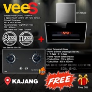 VEES KITCHEN HOOD DH-109AC SUCTION POWER 1450m3/h Lightwave Auto Clean Function with GAS HOB 2 BURNE
