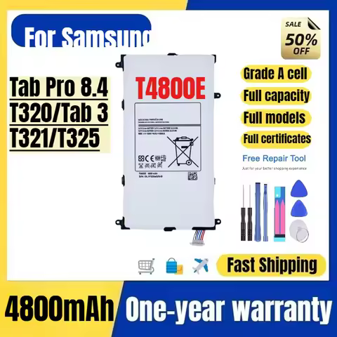 T4800E for Samsung Tab Pro 8.4/T320/Tab 3/T321/T325 Tablet Battery High Quality Replacement Bateria 