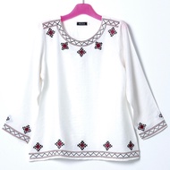 BLOUSE COTTON LININ SULAM,EMBROIDERED,BLOUSE,PLUS SAIZ SULAM TOP, Wanita Clothing Shirts,