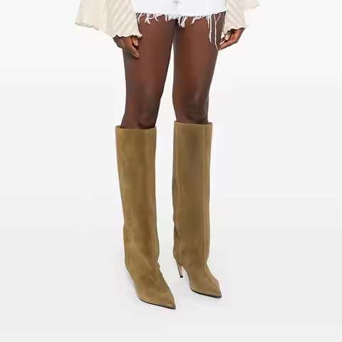 Women's new slim fit high heels knee high boots, fashionable pointed boots for women, autumn and win