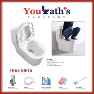 2 In 1 One Piece WC Flush Ceramic Water Closet (Toilet Bowl) S Trap 10inch 250mm Soft Closing Seat &