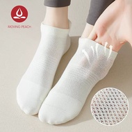 MOVING PEACH Women Cotton Sock Soft Non Slip Pilates Yoga Socks Odor Resistant Mesh Sports Socks