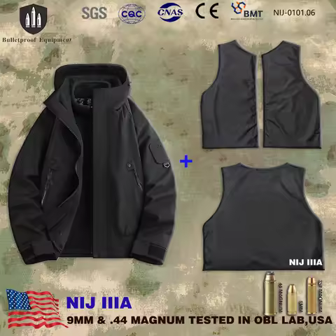 Real NIJ IIIA Level .44Mag Waterproof Soft Bulletproof Tactical Jacket Outdoor Self-Defense Wearable