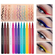 12Pcs/Box Colored Eyeliner Smudge-proof Quick-drying Matte Liquid Eye Liner Pen for Makeup Liquid Eyeliner Long-Lasting