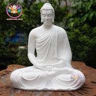 White Jade Shakyamuni Buddha Statue 37cm – Pure Meditation Buddha Statue