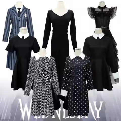 Wednesday Addams Cosplay Family Costume Adult Kids Nevermore School Uniform Jacket Skirt Suit for Wo