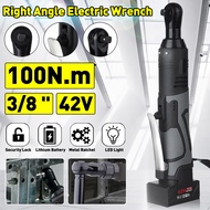 Cordless Electric Wrench 100N.m 3/8" Ratchet Wrench Set Angle Drill Screwdriver Wrench Tools with 2x