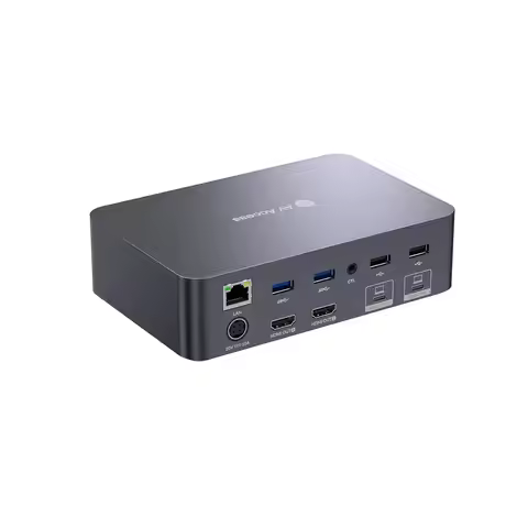 AV Access KVM Switch Dock 2 Monitors 2 Laptops, 4K Display Dual Monitor, 2 USB-C MST Ports, 60W PD, 