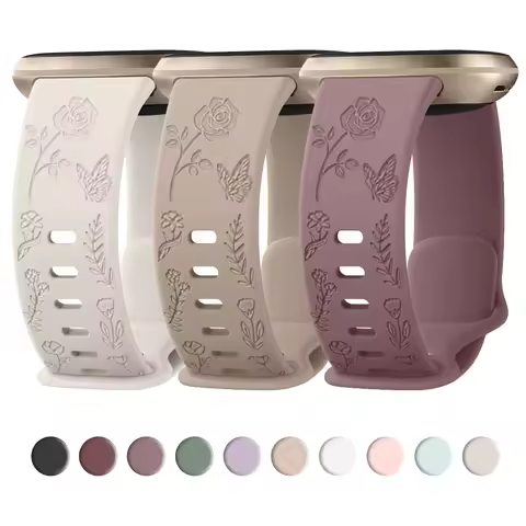 Soft Flower Engraved Band For Fitbit Versa 3/Versa 4 Strap Bracelet Sport Watchband For Fitbit Sense
